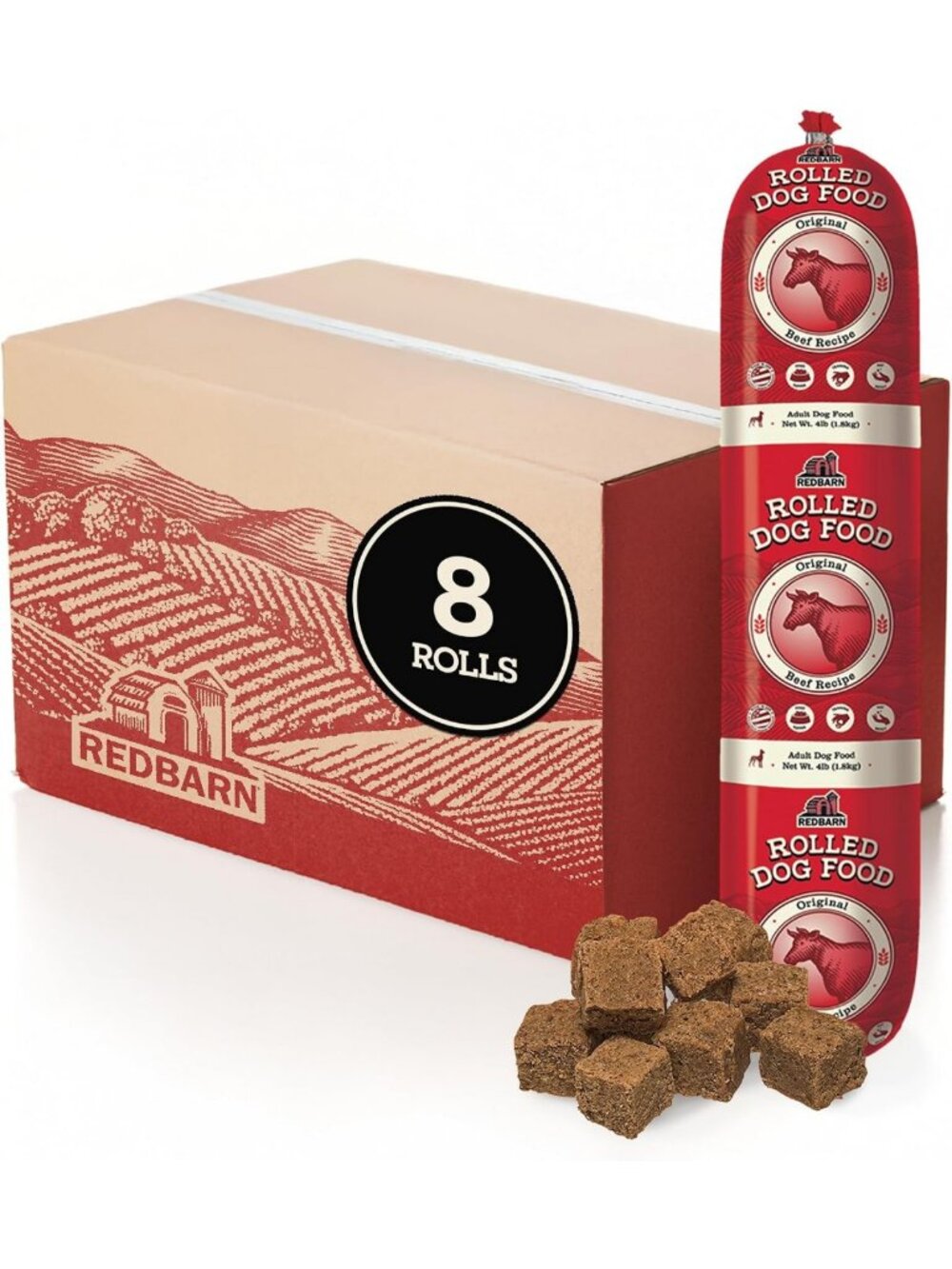Premium Semi-Moist Rolled Dog Food - Beef Recipe, 4lb, 8 Rolls, Grain-Free